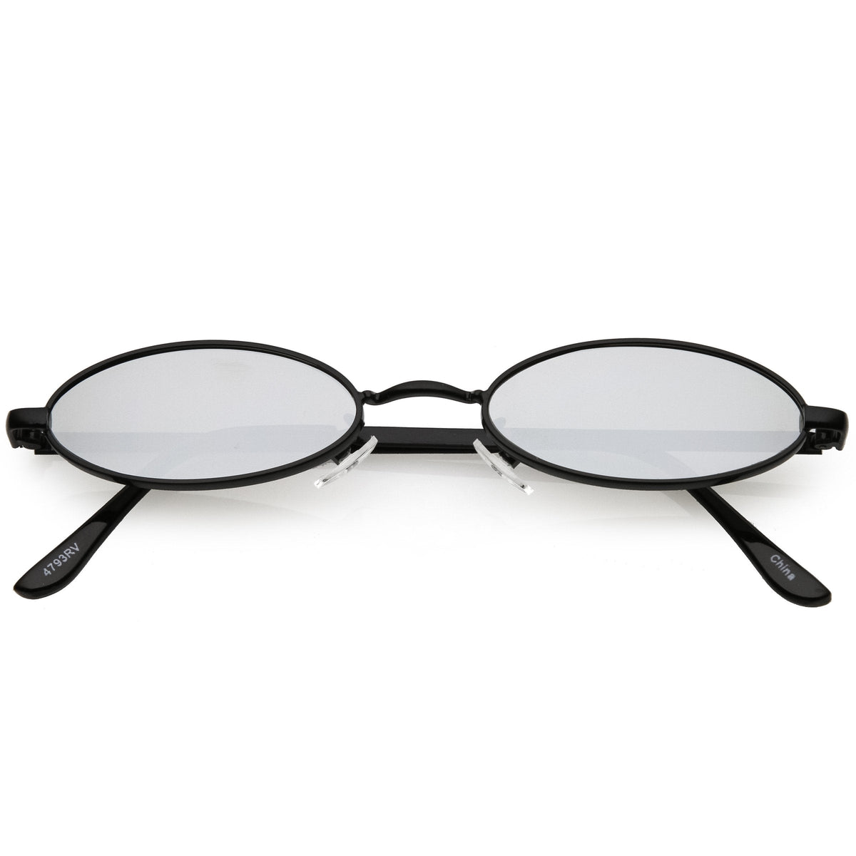 Small Retro 1990's Oval Metal Mirrored Lens Sunglasses C594