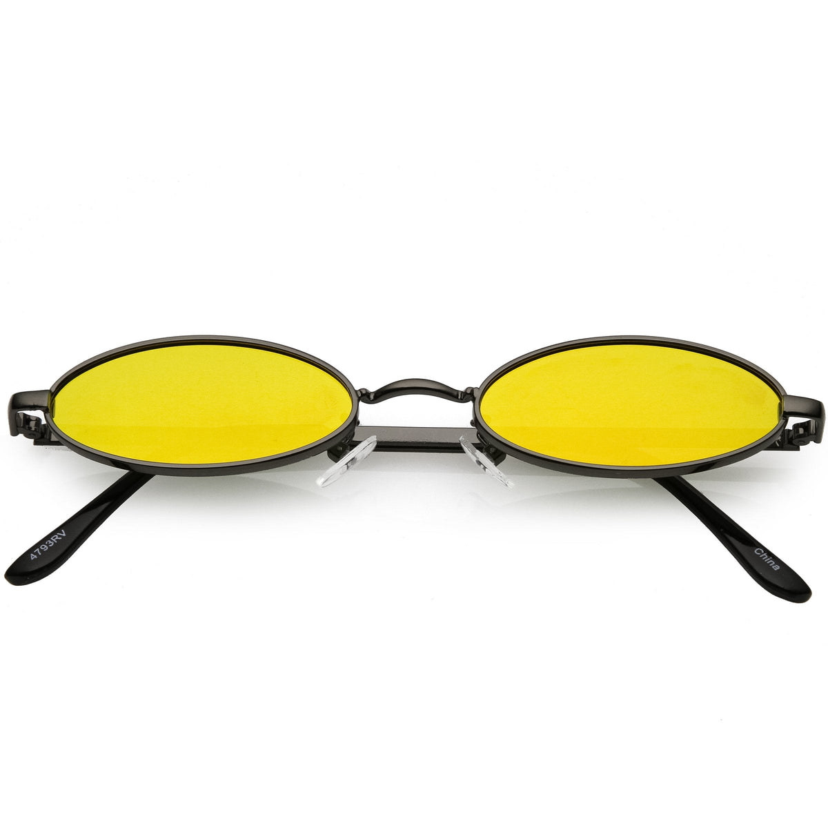 Small Retro 1990's Oval Metal Mirrored Lens Sunglasses C594