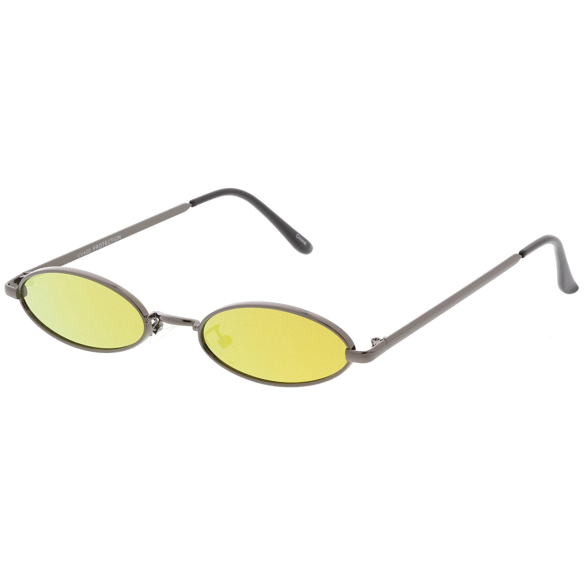 Small Retro 1990's Oval Metal Mirrored Lens Sunglasses C594