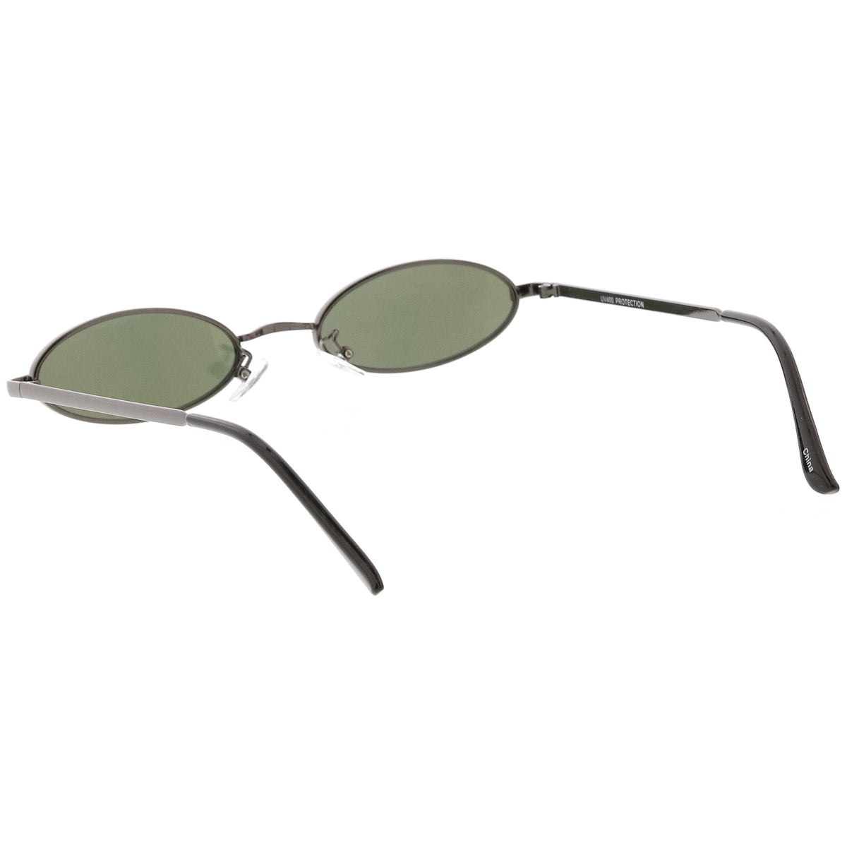 Small Retro 1990's Oval Metal Mirrored Lens Sunglasses C594