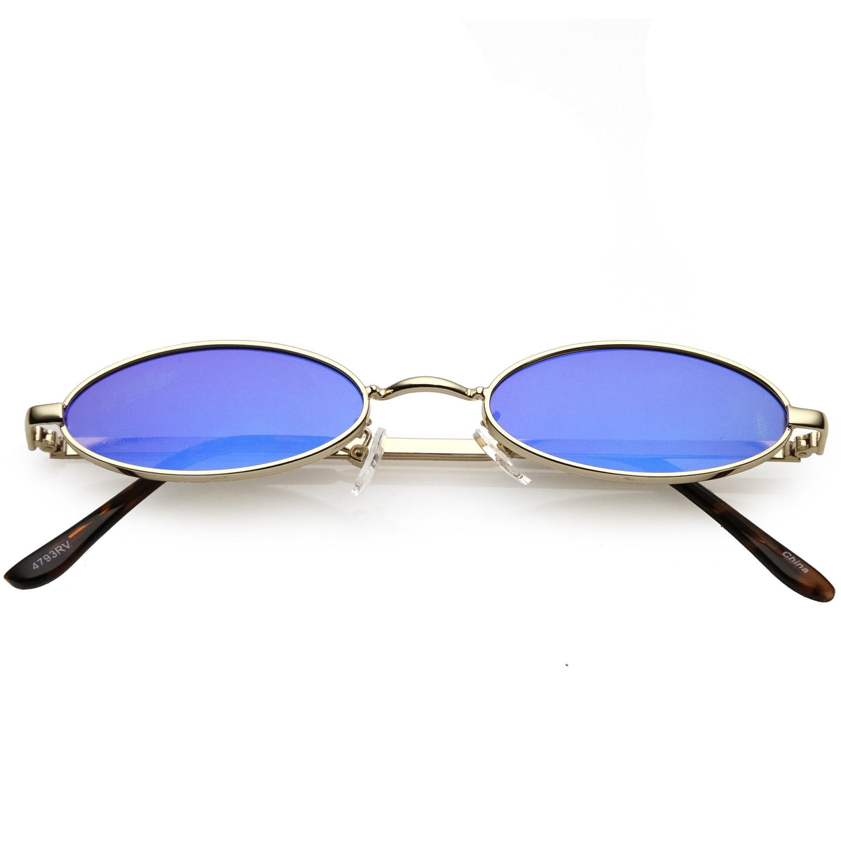 Small Retro 1990's Oval Metal Mirrored Lens Sunglasses C594