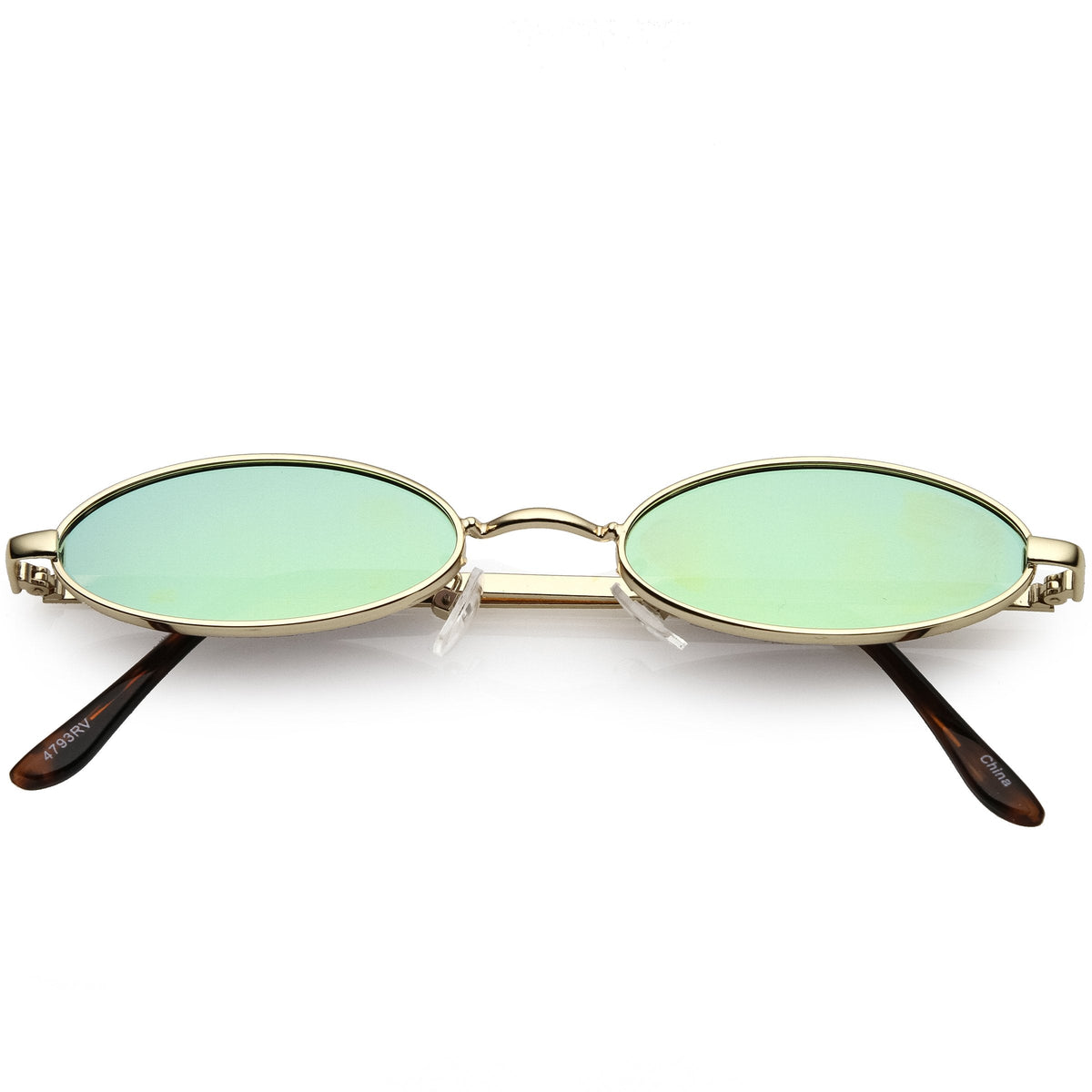 Small Retro 1990's Oval Metal Mirrored Lens Sunglasses C594