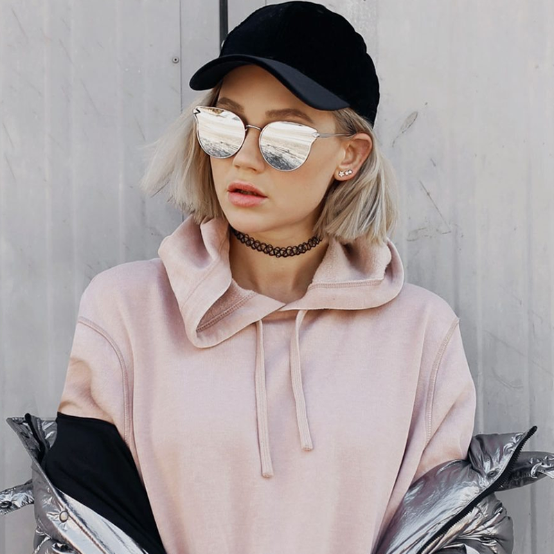 Modern Flat Mirror Lens Horned Rim Sunglasses A854