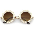 Women's Indie Round Laser Cut Lace Pattern Sunglasses C098