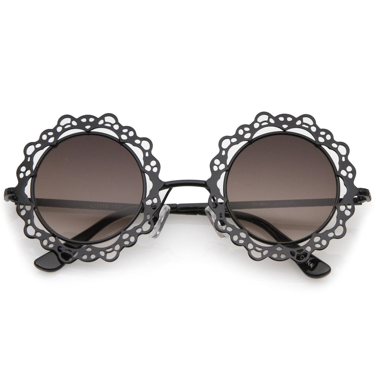 Women's Indie Round Laser Cut Lace Pattern Sunglasses C098