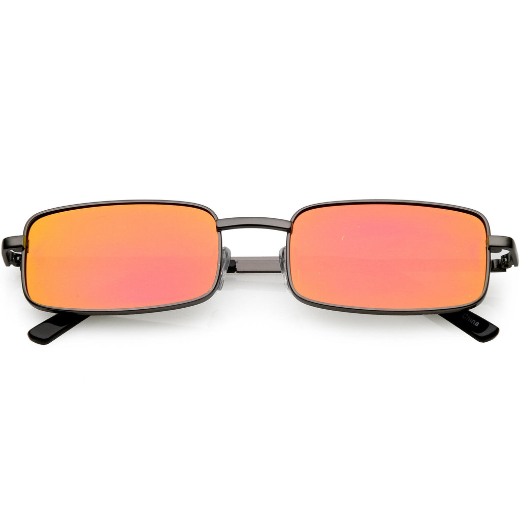 Retro Unisex Small Rectangle Mirrored Flat Lens Sunglasses C597