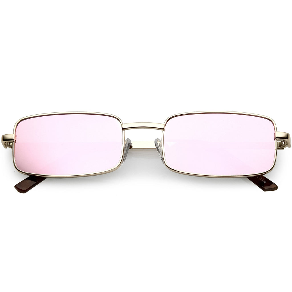 Retro Unisex Small Rectangle Mirrored Flat Lens Sunglasses C597