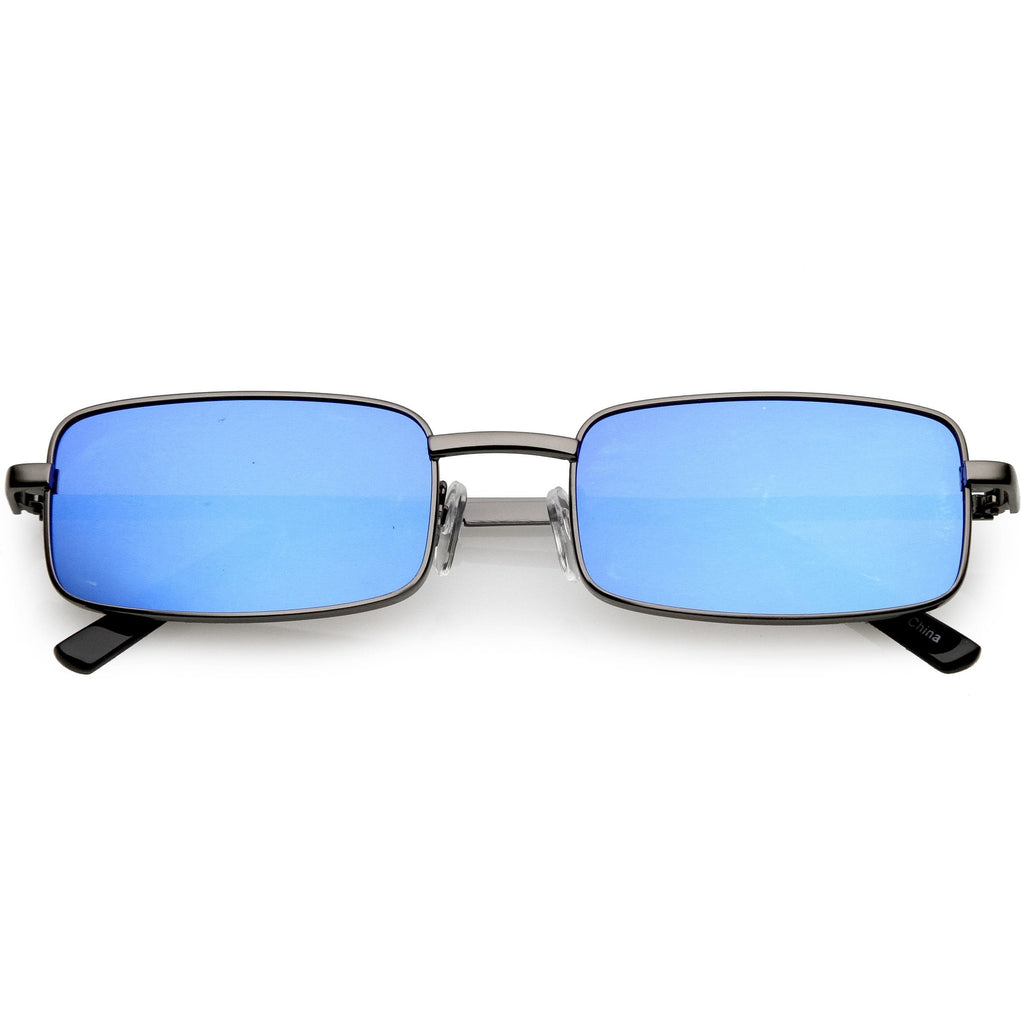 Retro Unisex Small Rectangle Mirrored Flat Lens Sunglasses C597