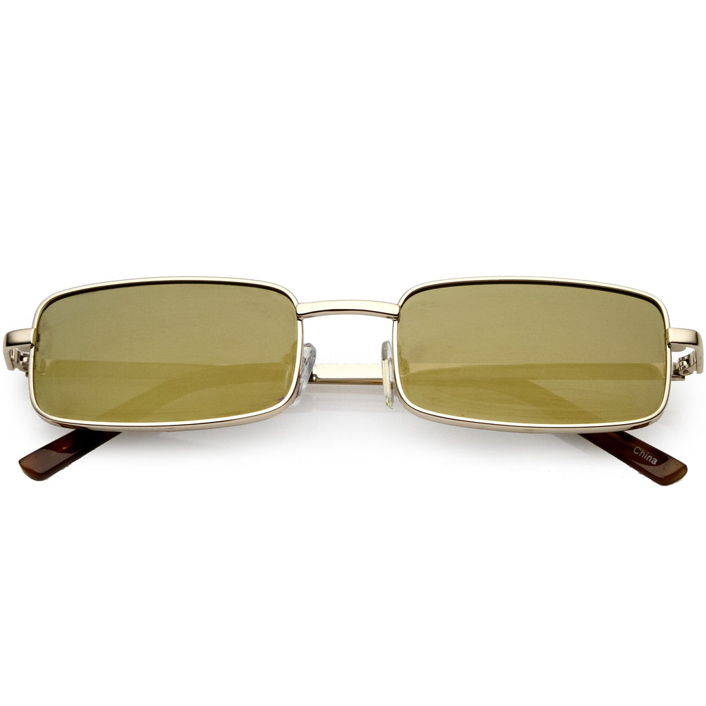 Retro Unisex Small Rectangle Mirrored Flat Lens Sunglasses C597