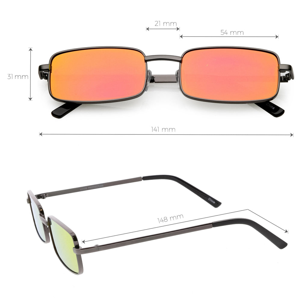 Retro Unisex Small Rectangle Mirrored Flat Lens Sunglasses C597