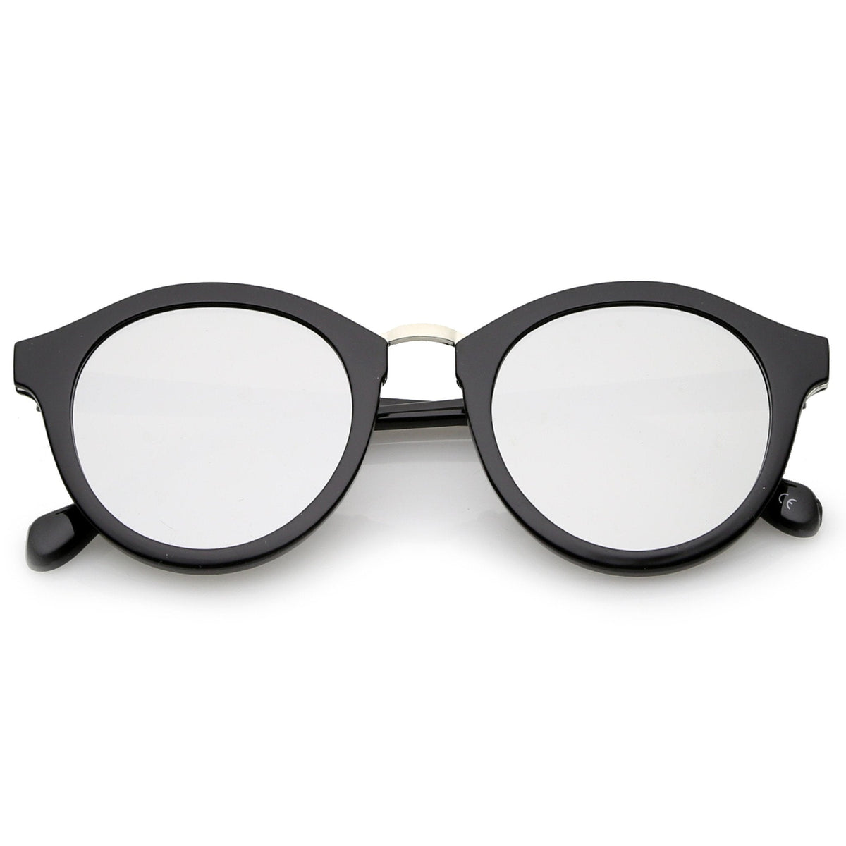 Retro Modern Horned Rim Flat Mirrored Lens Sunglasses C131