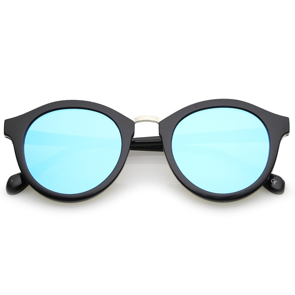 Retro Modern Horned Rim Flat Mirrored Lens Sunglasses C131