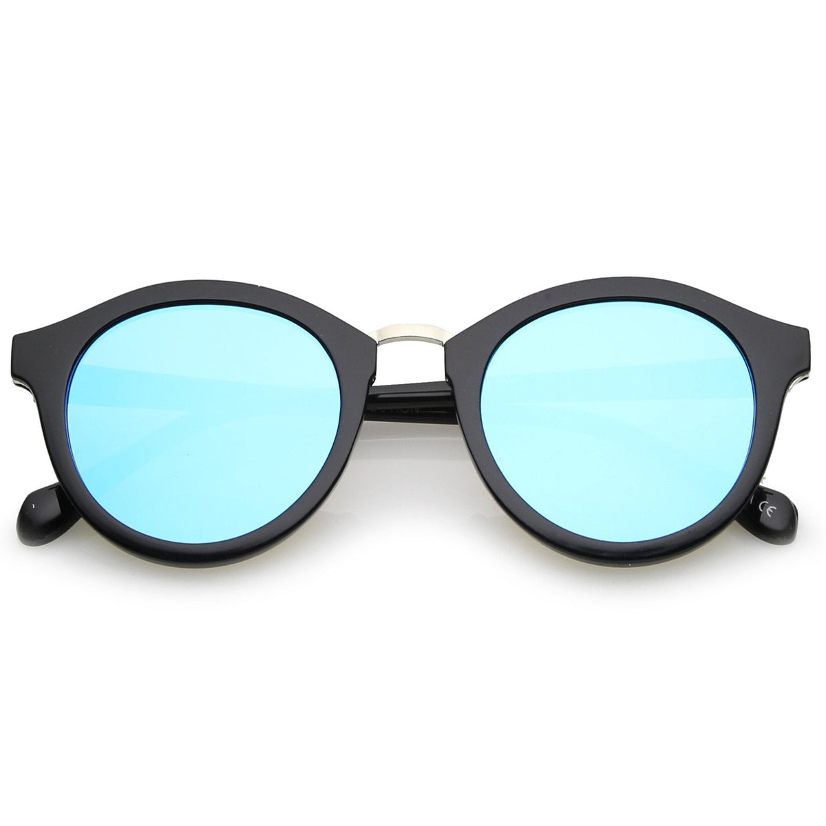 Retro Modern Horned Rim Flat Mirrored Lens Sunglasses C131