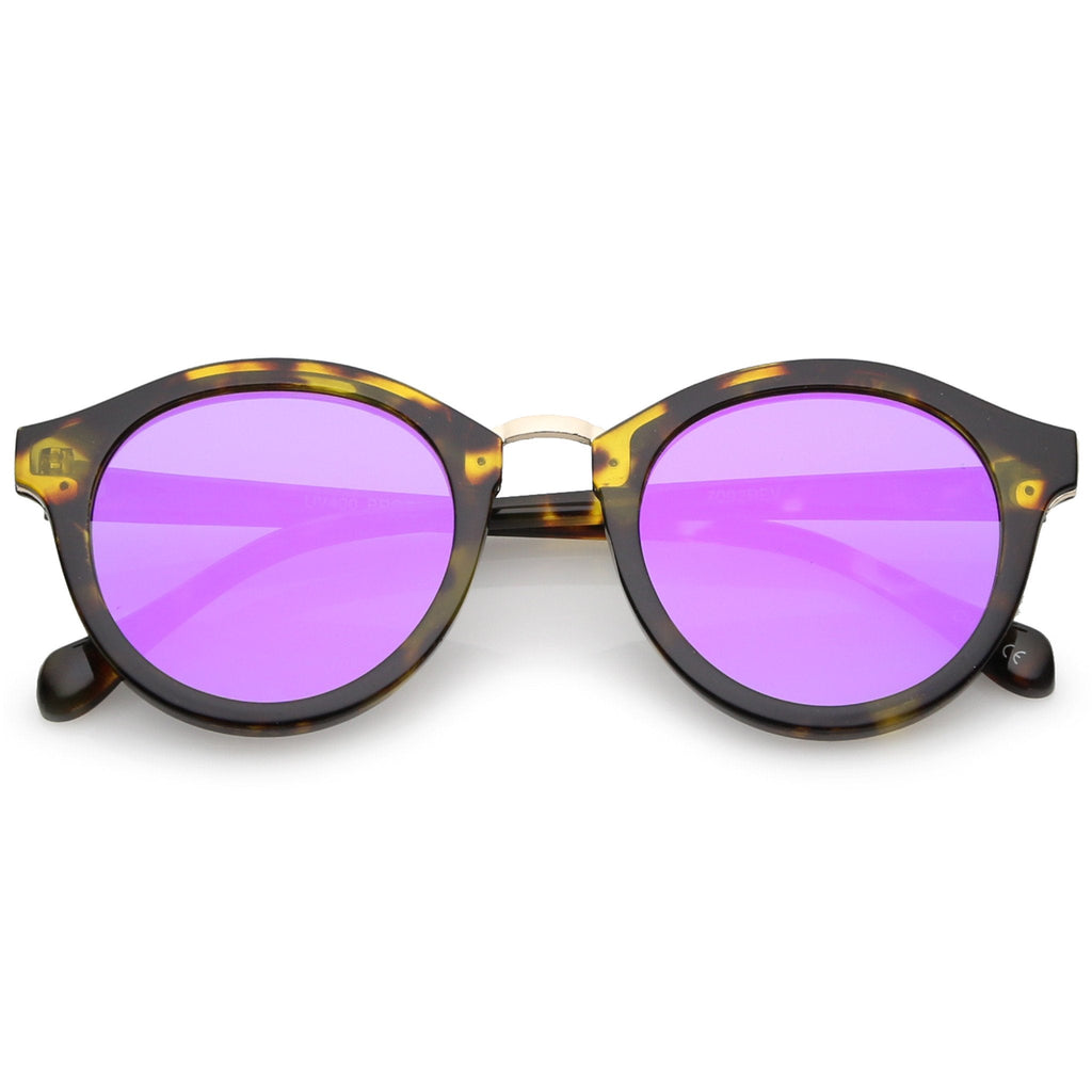 Retro Modern Horned Rim Flat Mirrored Lens Sunglasses C131