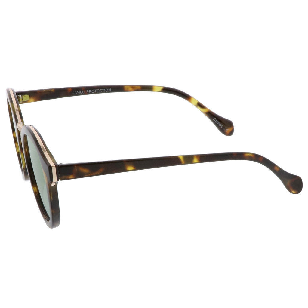 Retro Modern Horned Rim Flat Mirrored Lens Sunglasses C131