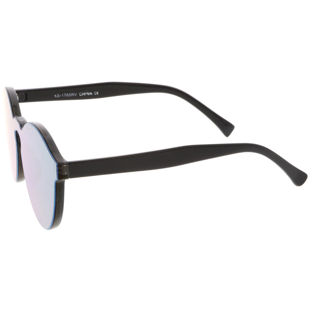 1980's Futuristic Monoblock Mirrored Flat Lens Sunglasses C123