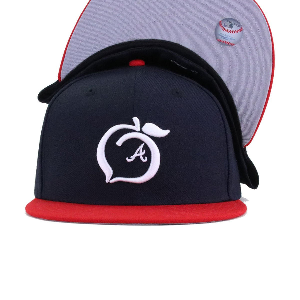 Atlanta Braves Navy Scarlet PEACH New Era 59Fifty Fitted
