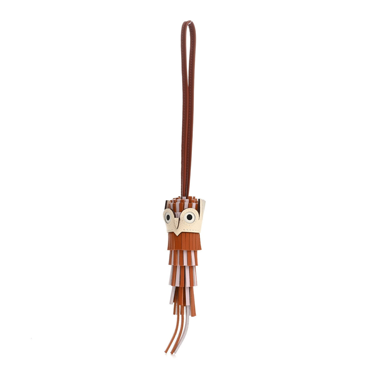 Milo Lambskin Epsom Chouette Bag Charm Gold Pain D'epice Black Nata White