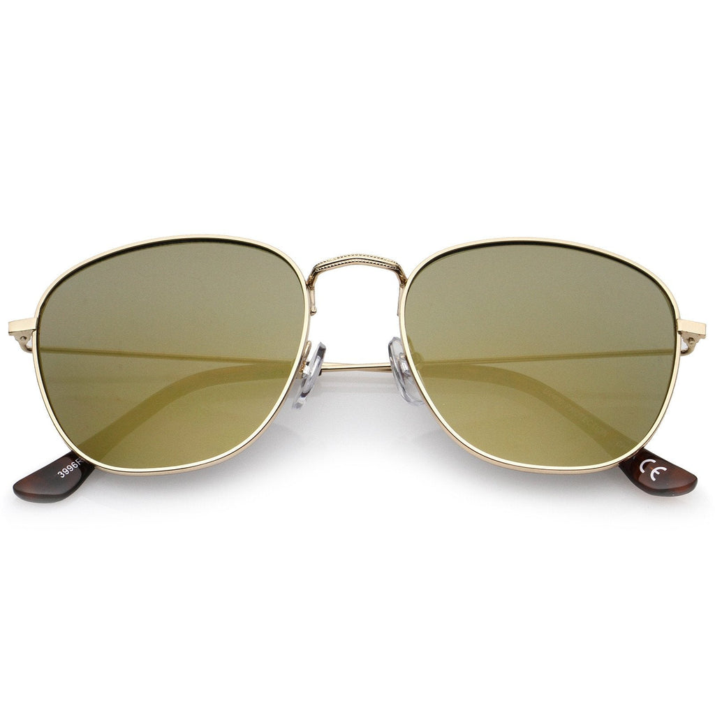 Modern Slim Mirrored Flat Lens Square Sunglasses A765