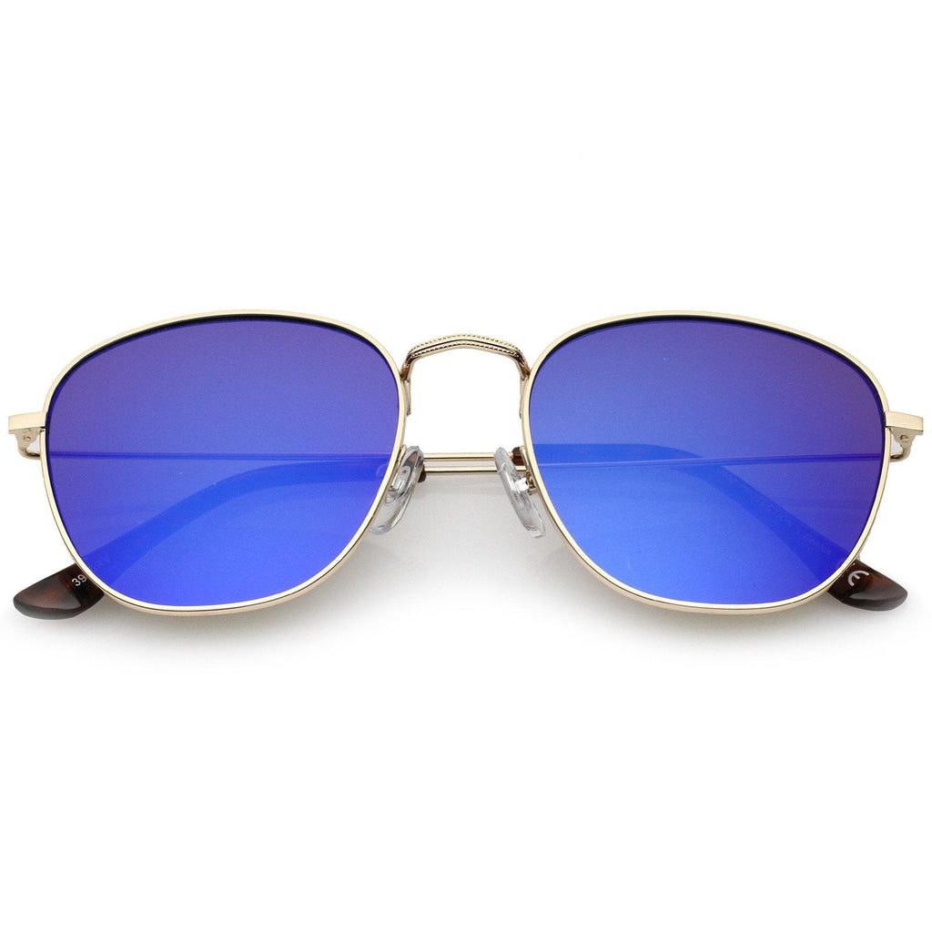 Modern Slim Mirrored Flat Lens Square Sunglasses A765