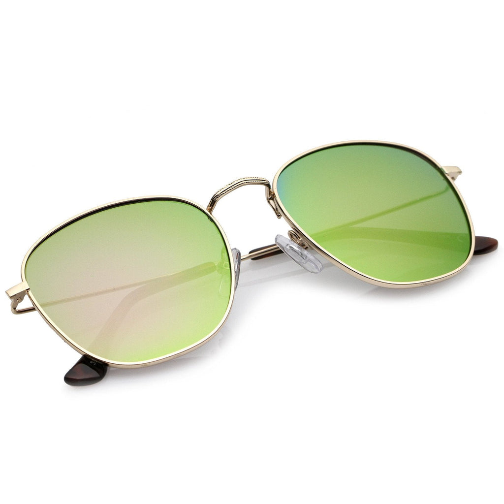 Modern Slim Mirrored Flat Lens Square Sunglasses A765