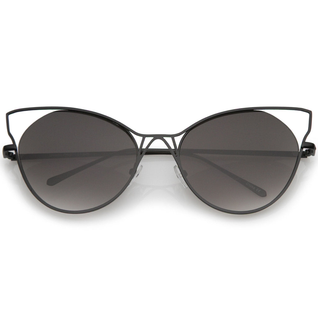 Women's Oversize Laser Cut Round Cat Eye Sunglasses A934