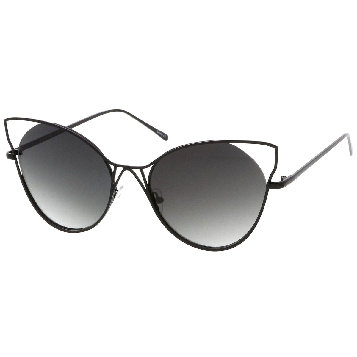 Women's Oversize Laser Cut Round Cat Eye Sunglasses A934