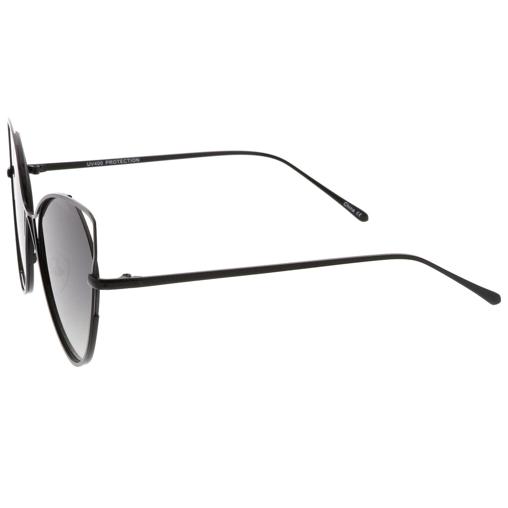 Women's Oversize Laser Cut Round Cat Eye Sunglasses A934