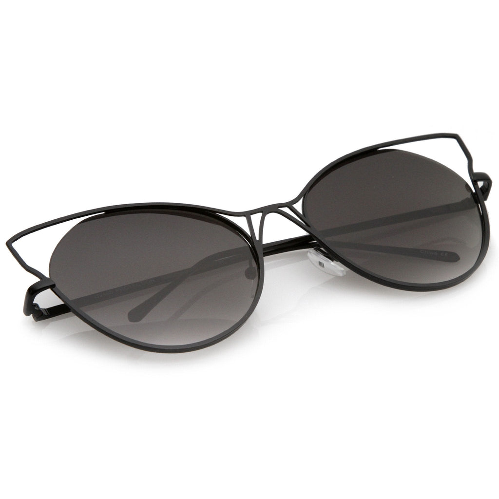 Women's Oversize Laser Cut Round Cat Eye Sunglasses A934