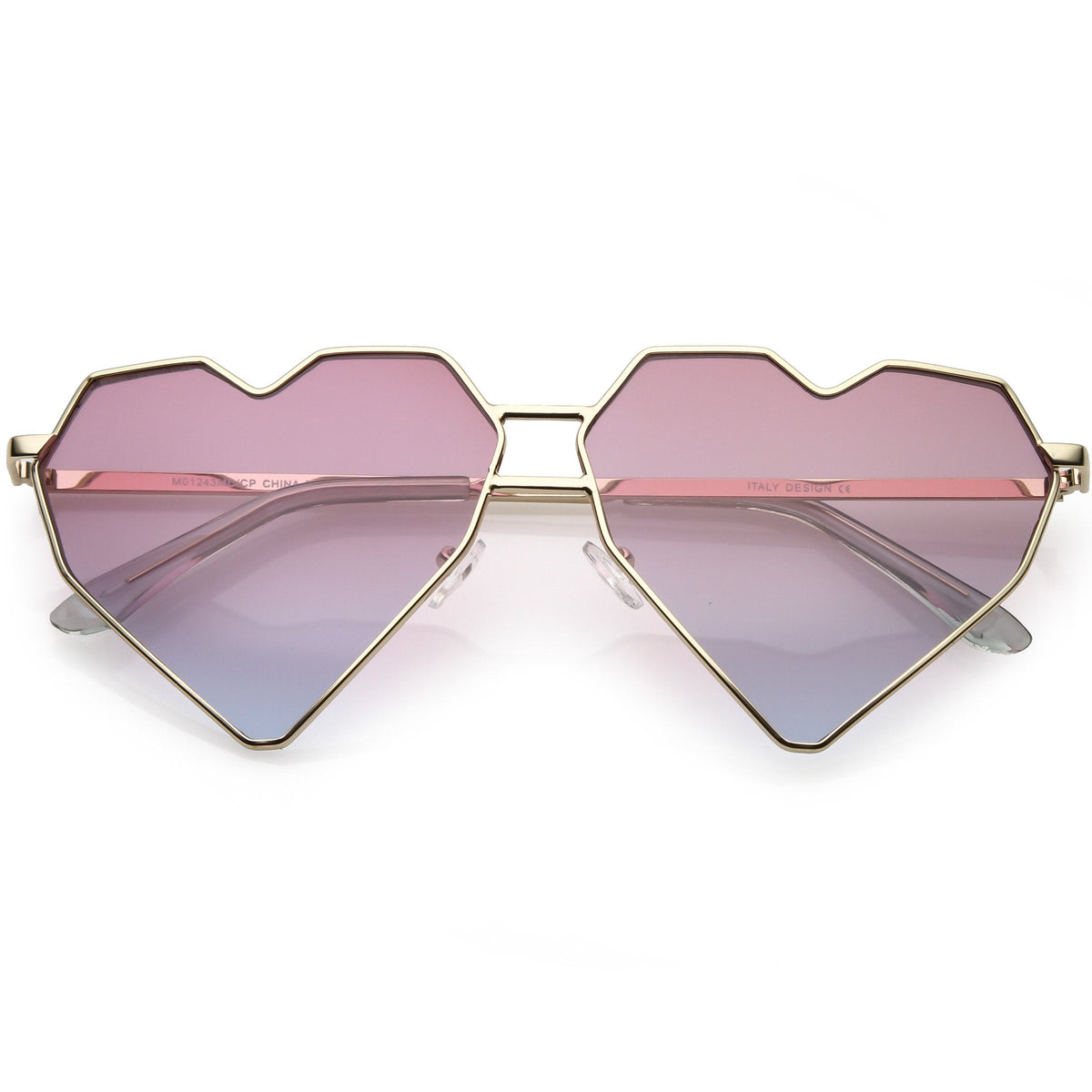 Women's Oversize Geometric Metal Heart Shape Sunglasses C629