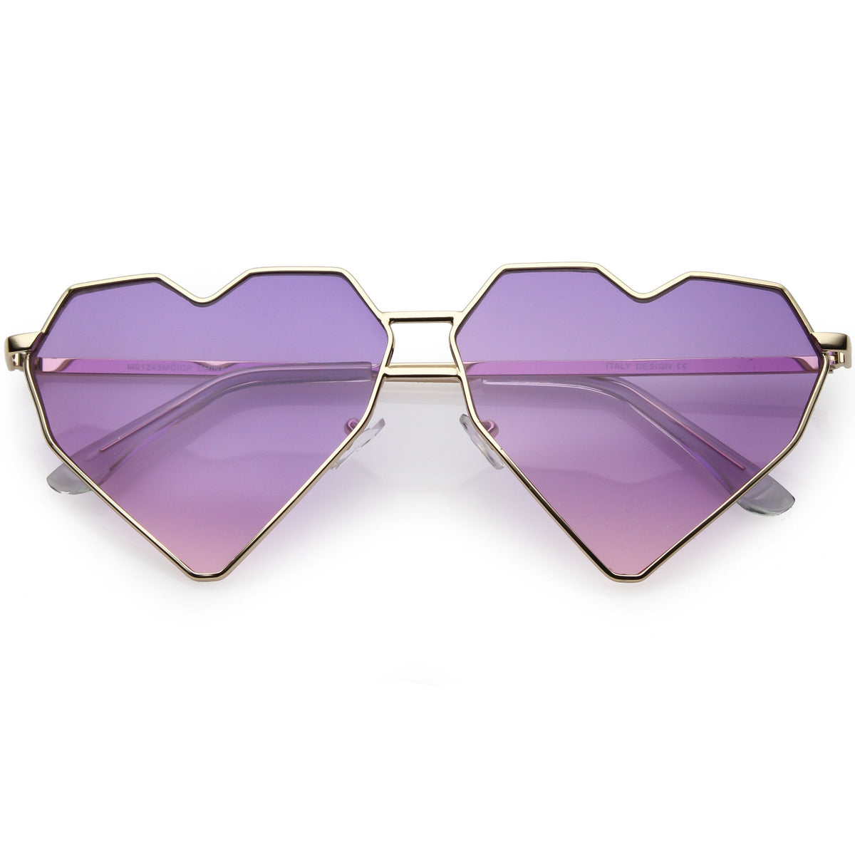 Women's Oversize Geometric Metal Heart Shape Sunglasses C629