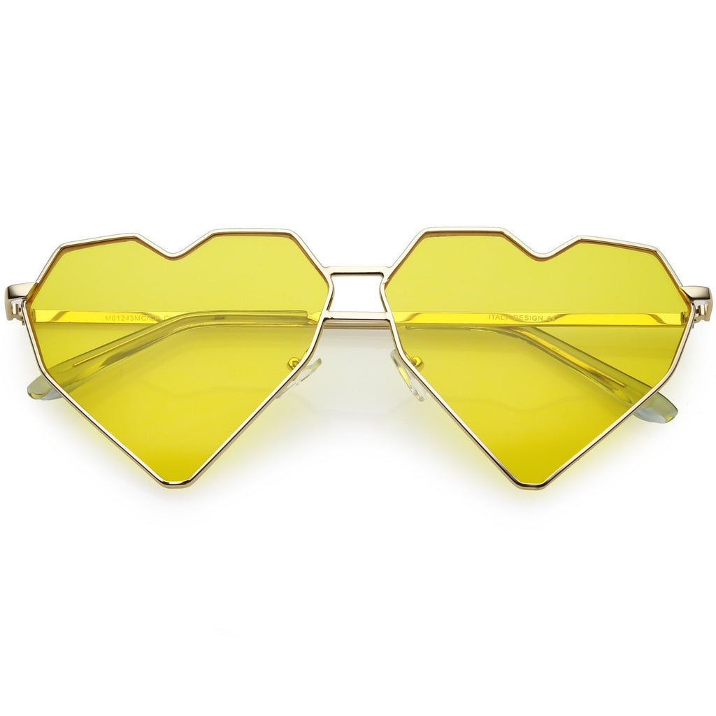 Women's Oversize Geometric Metal Heart Shape Sunglasses C629
