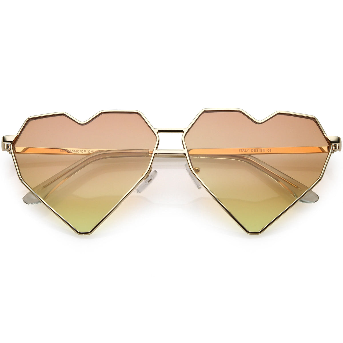 Women's Oversize Geometric Metal Heart Shape Sunglasses C629