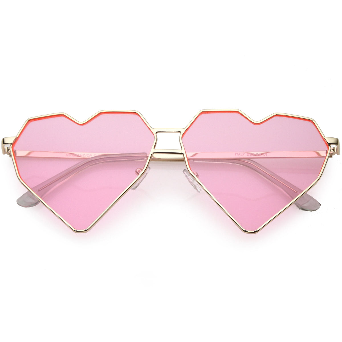 Women's Oversize Geometric Metal Heart Shape Sunglasses C629