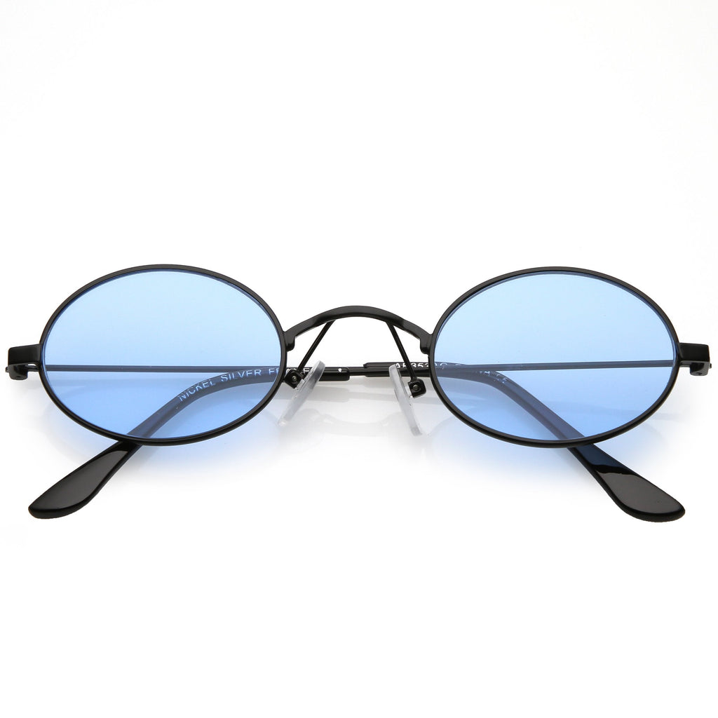 Retro 1990's Small Oval Color Tone Metal Sunglasses C616