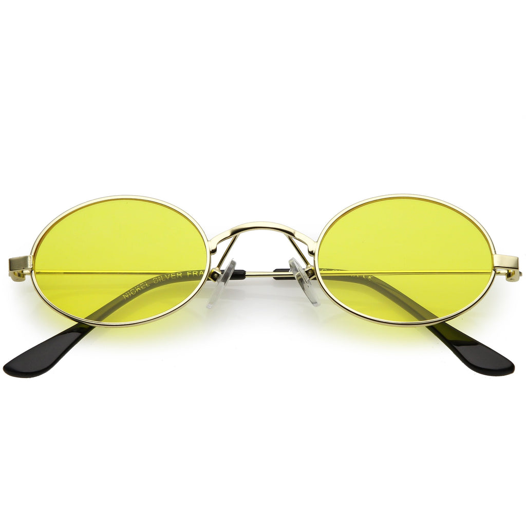 Retro 1990's Small Oval Color Tone Metal Sunglasses C616
