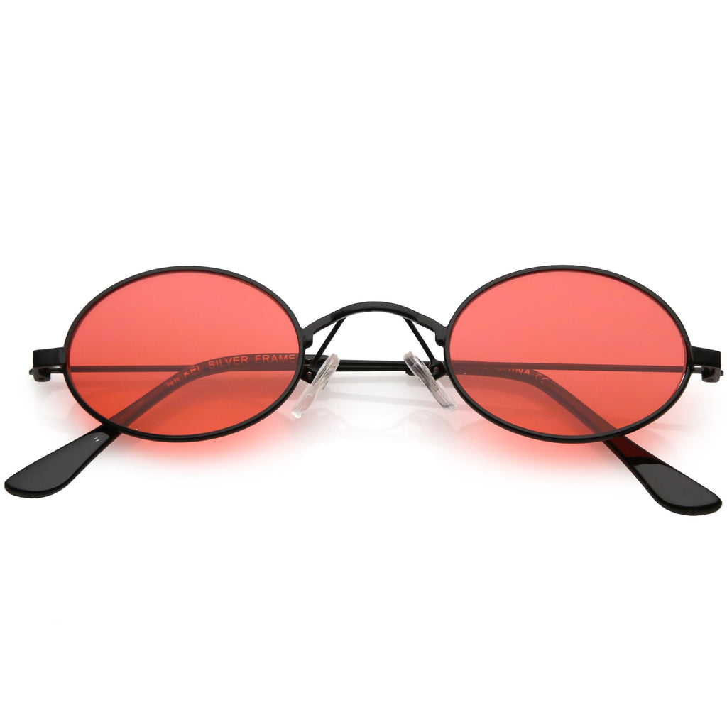 Retro 1990's Small Oval Color Tone Metal Sunglasses C616