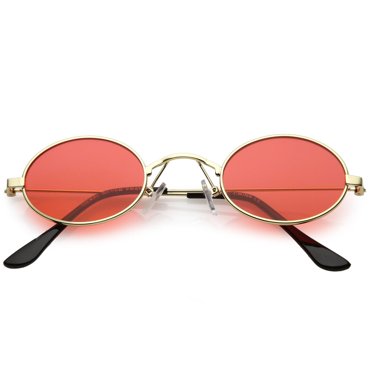 Retro 1990's Small Oval Color Tone Metal Sunglasses C616