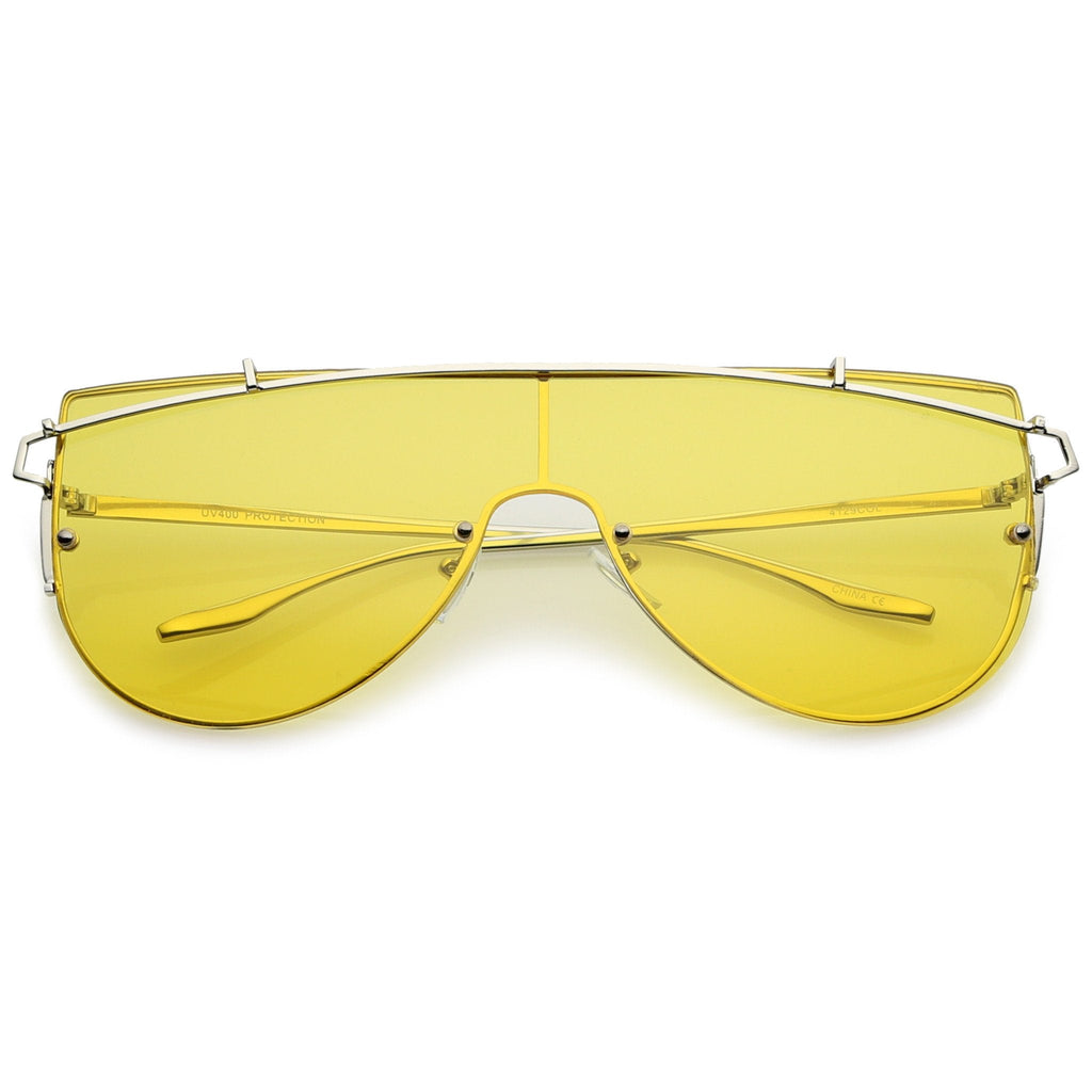 Retro Modern Flat Top Shield Sunglasses A908