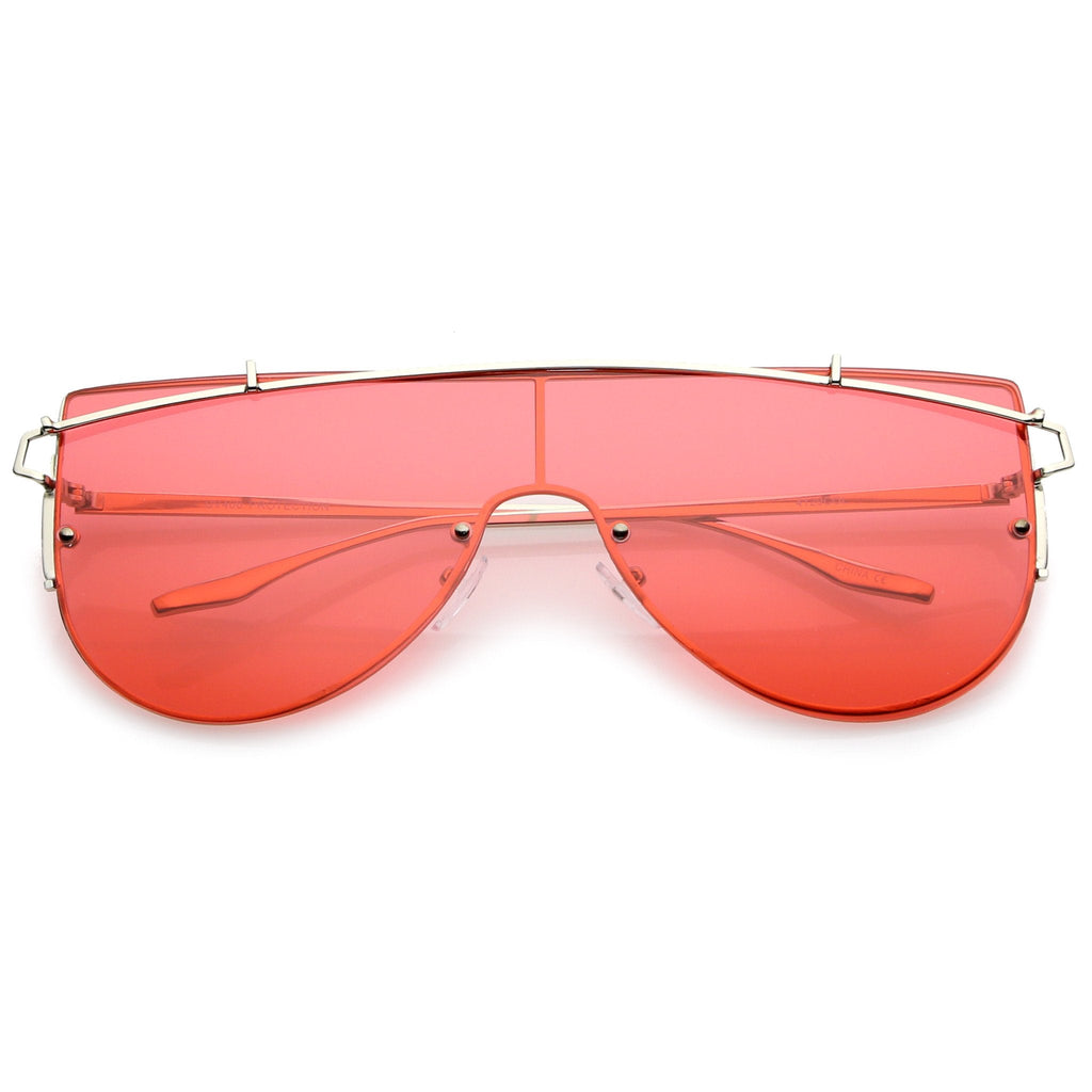 Retro Modern Flat Top Shield Sunglasses A908