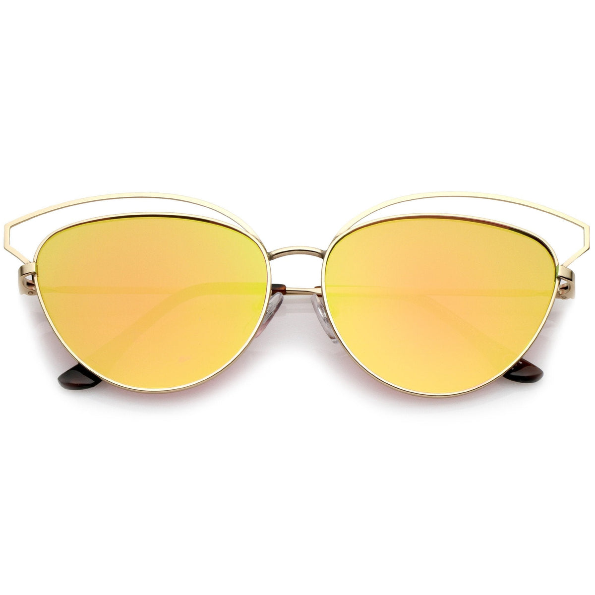 Women's Laser Cut Mirrored Flat Lens Cat Eye Sunglasses A761