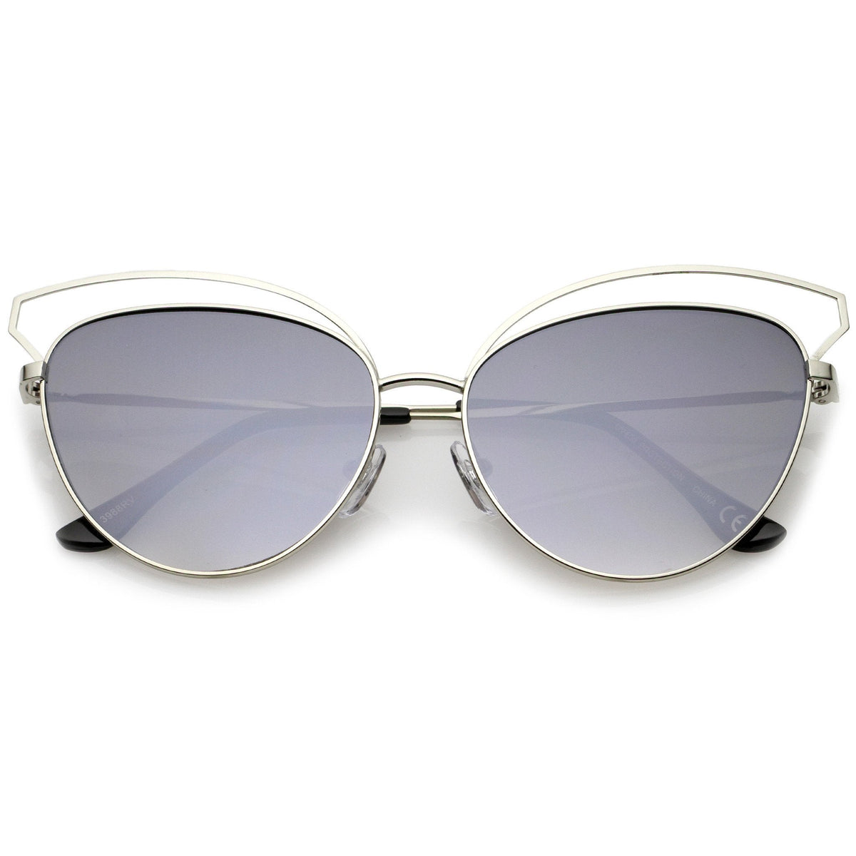 Women's Laser Cut Mirrored Flat Lens Cat Eye Sunglasses A761