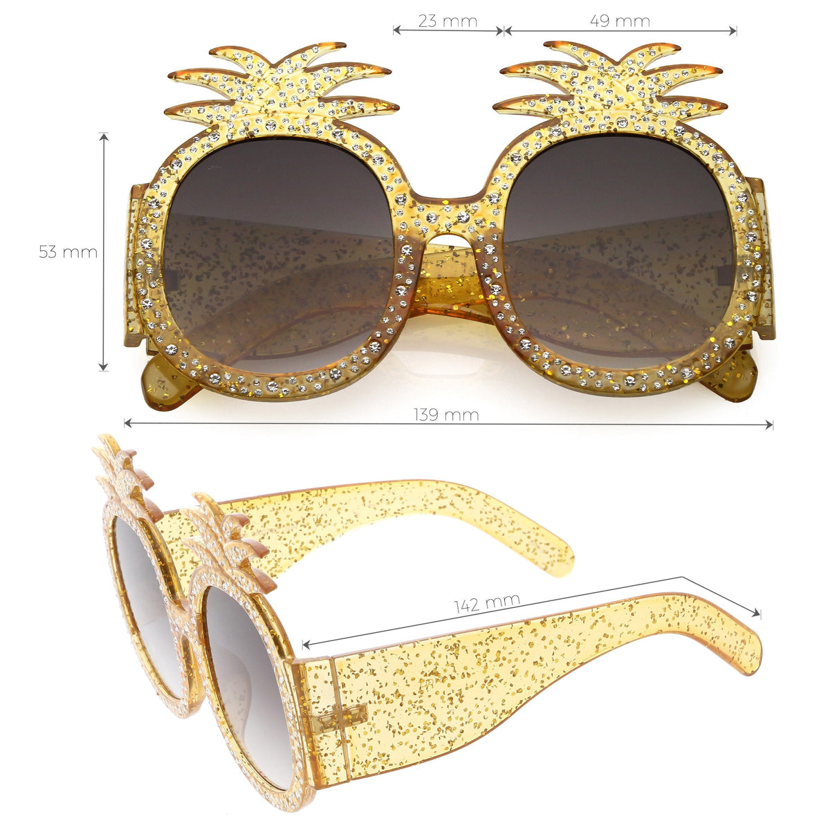 Festival Handmade Novelty Rhinestone Pineapple Sunglasses C608