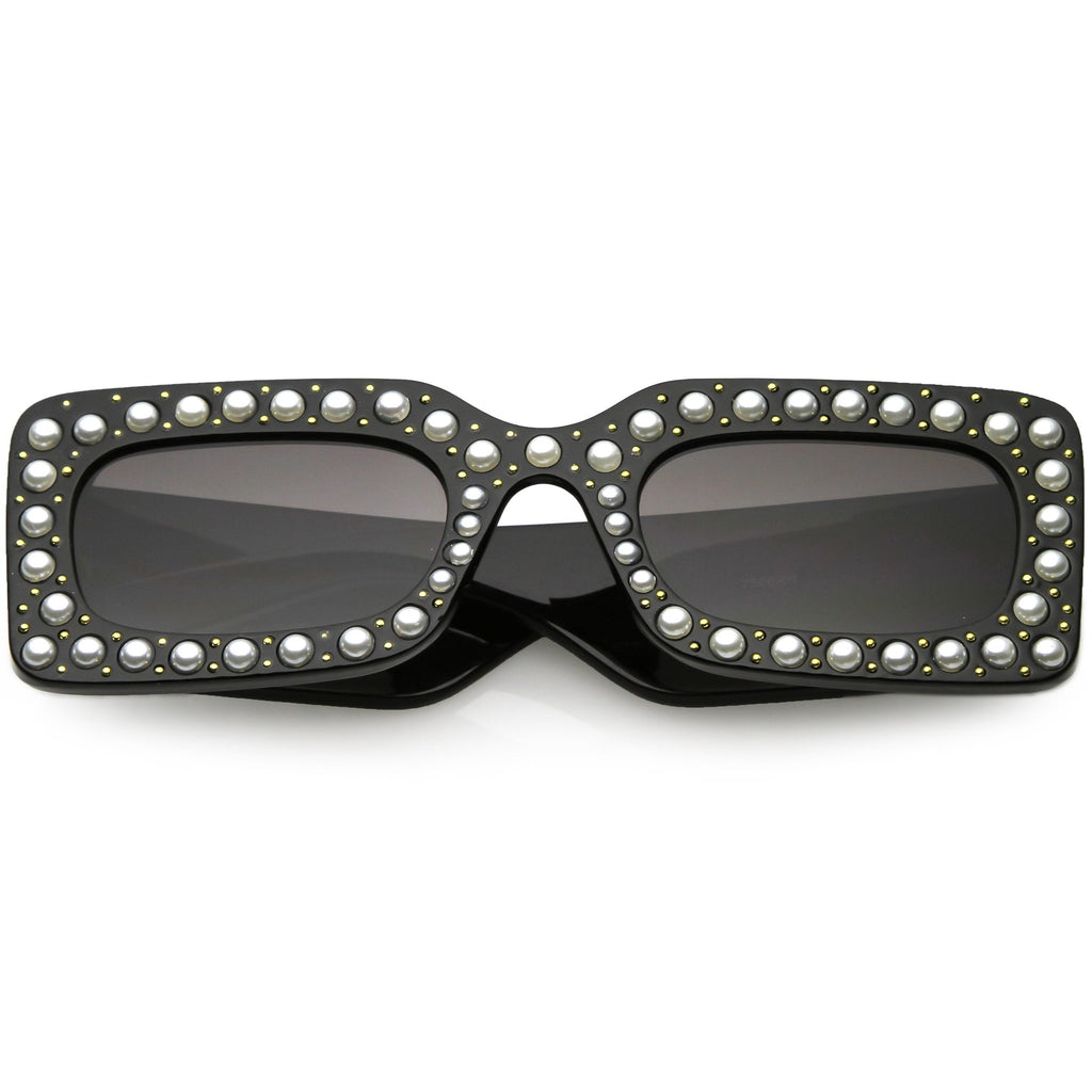 Retro Rectangular Handcrafted Rhinestone Sunglasses C611