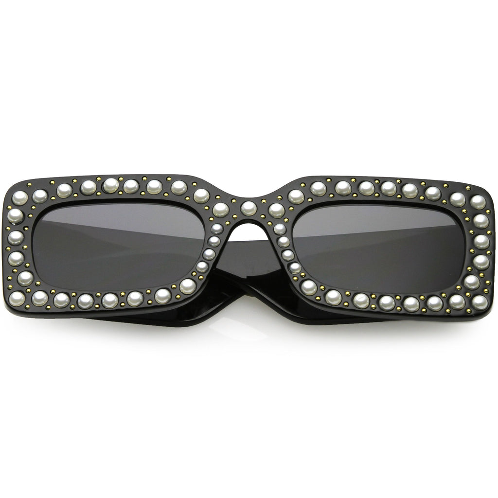 Retro Rectangular Handcrafted Rhinestone Sunglasses C611