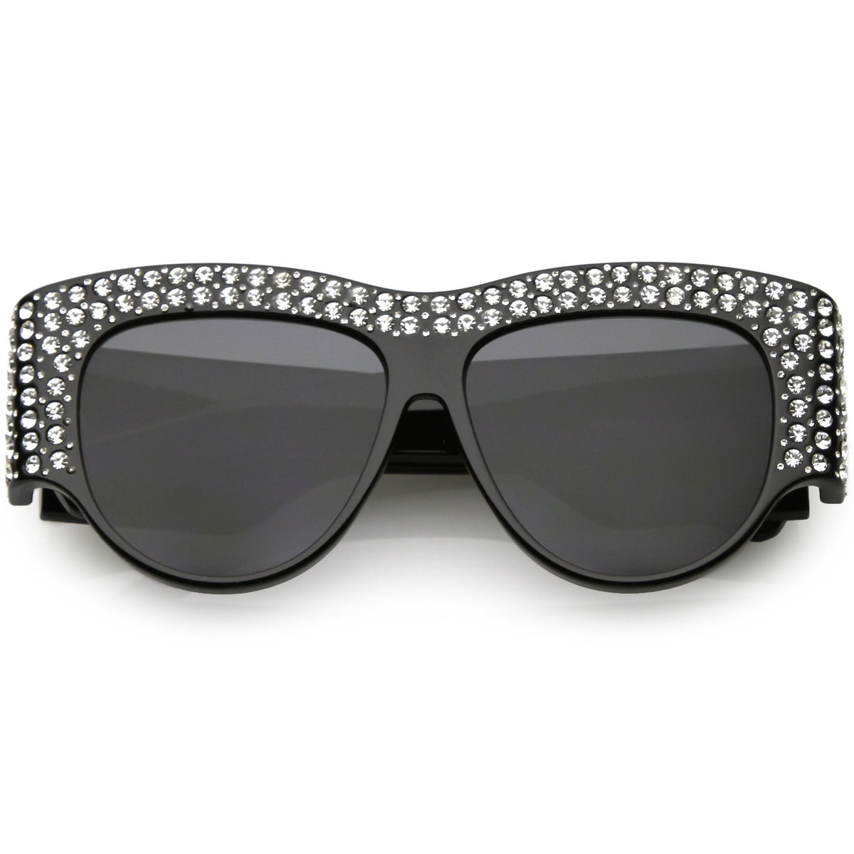 Women's Handcrafted Oversize Horned Rim Rhinestone Sunglasses C609