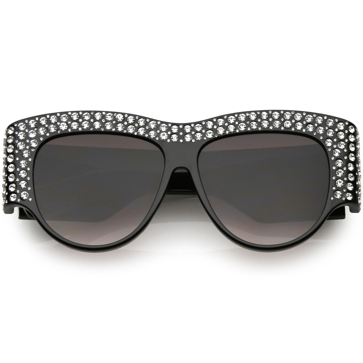 Women's Handcrafted Oversize Horned Rim Rhinestone Sunglasses C609
