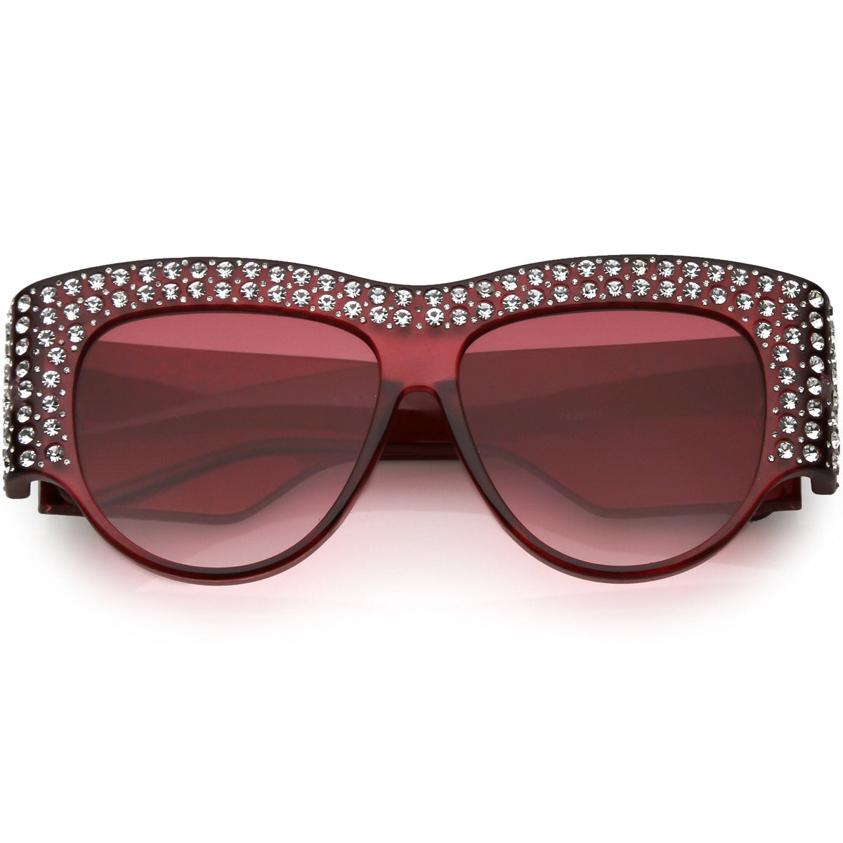 Women's Handcrafted Oversize Horned Rim Rhinestone Sunglasses C609