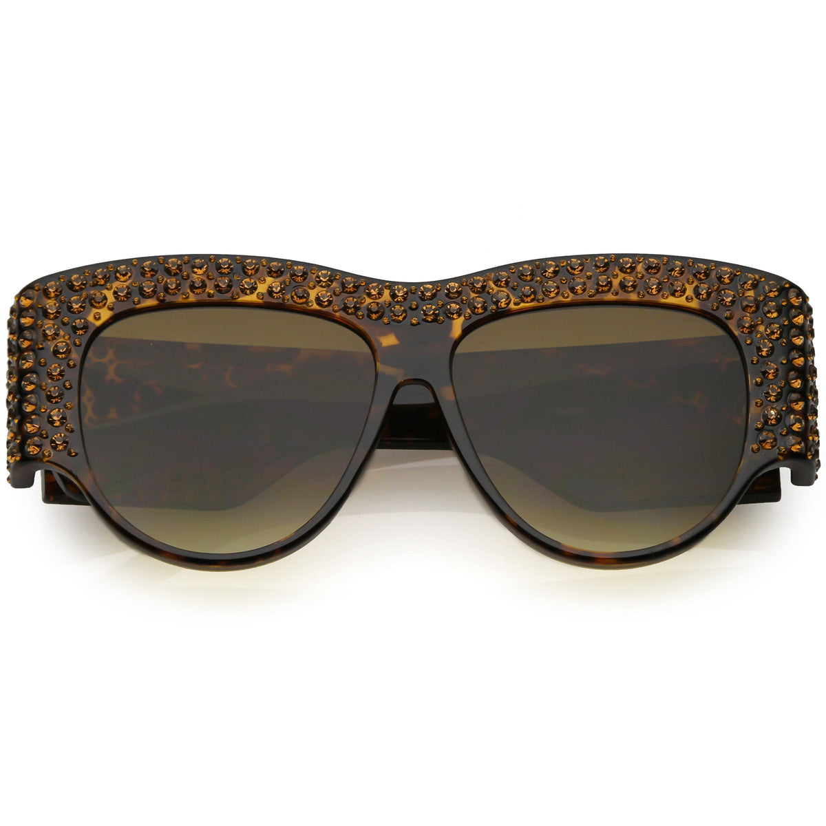 Women's Handcrafted Oversize Horned Rim Rhinestone Sunglasses C609