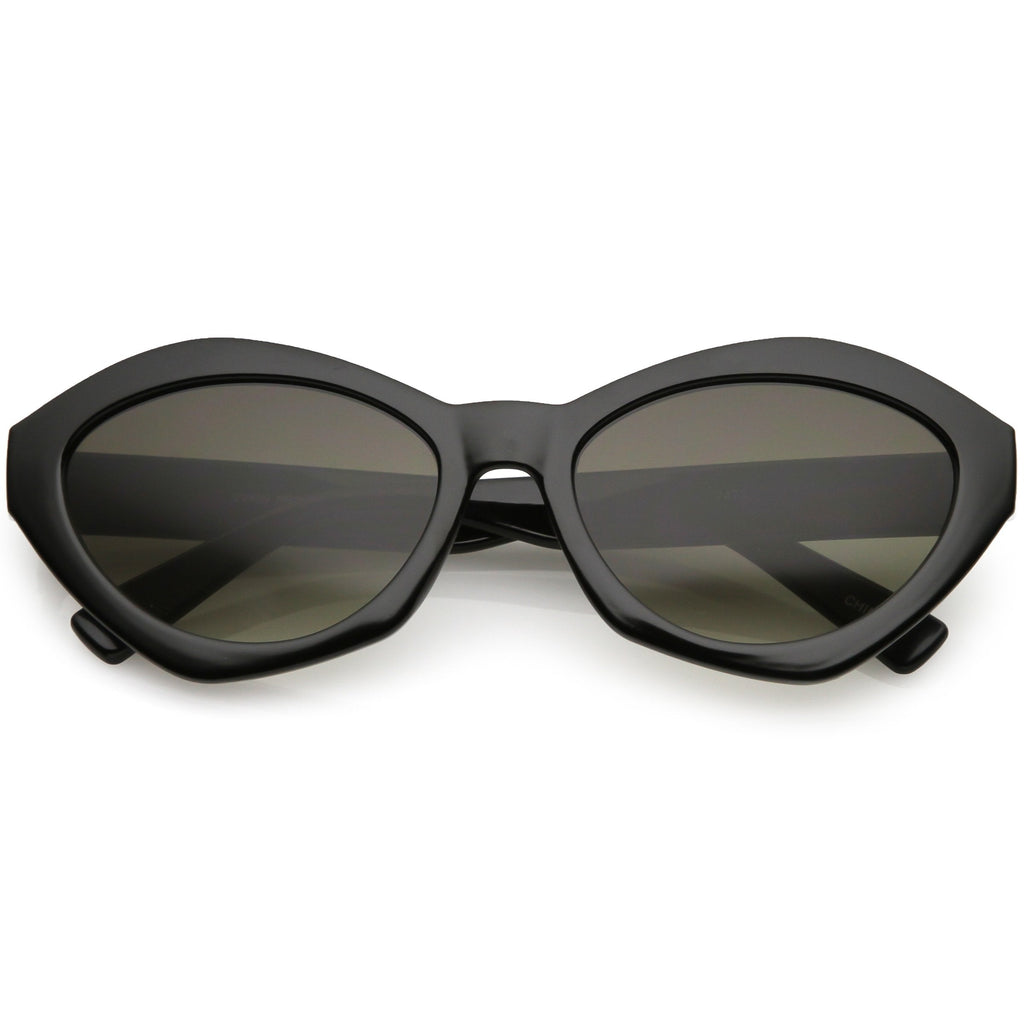 Women's Retro Modern Oval Flat Lens Sunglasses C603